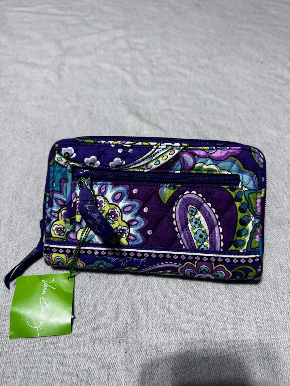 Vera Bradley Purple Teal Floral Paisley Quilted Wallet Phone Case